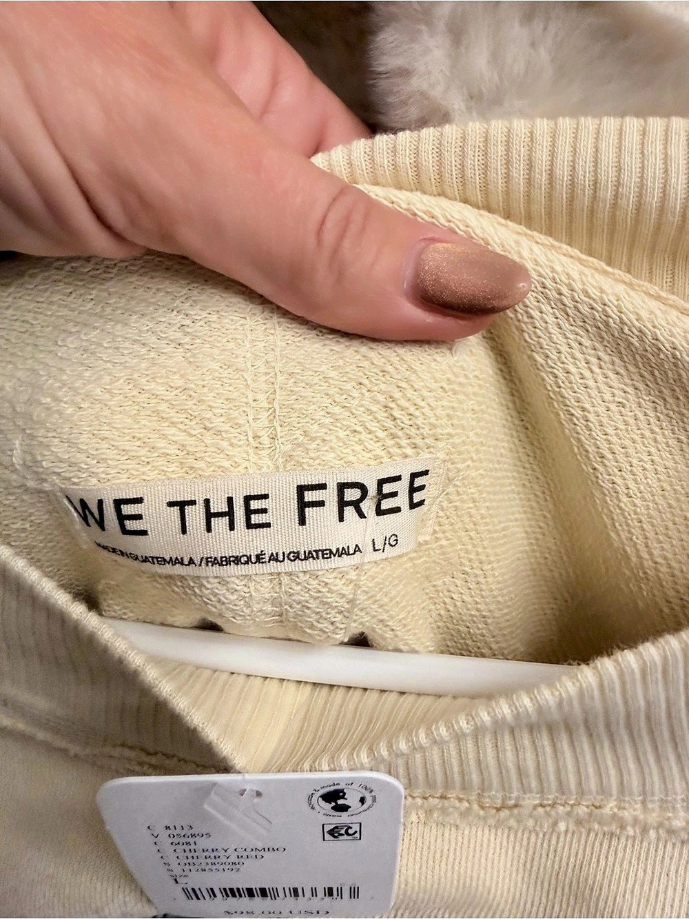 We The Free Cherry Combo Graphic Sweatshirt in Cream Size Large NWT - Picture 3 of 4